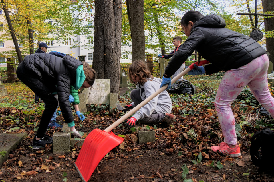 Sprzątanie starego cmentarza na ul. Wrocławskiej w Opolu [fot. Maciej Marciński]