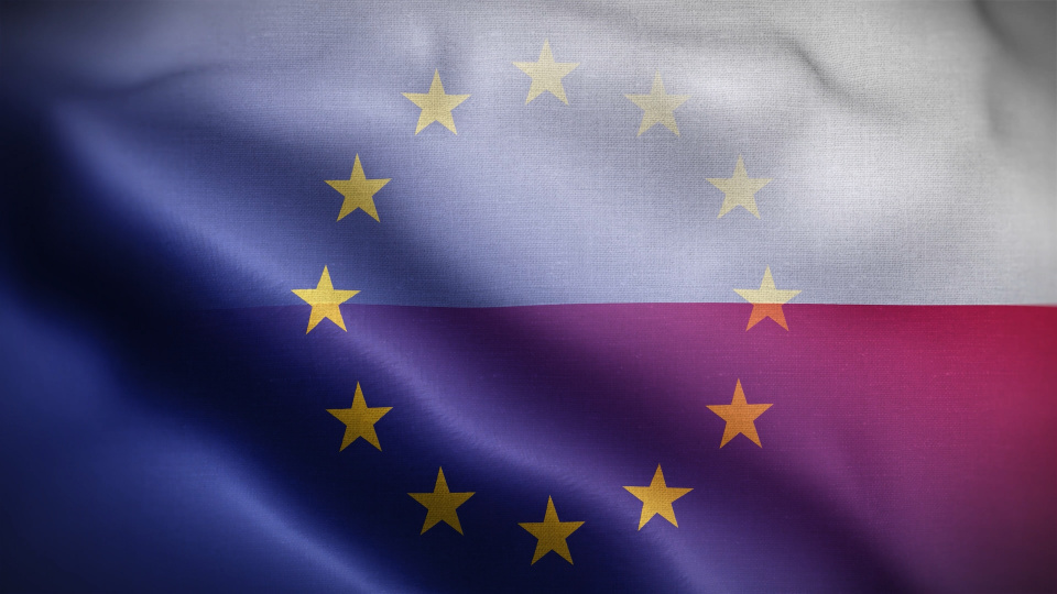 Flaga Polski i Uni Europejskiej