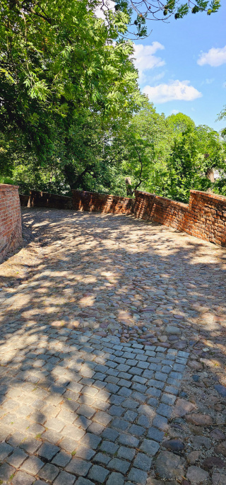 Widok od strony gotyckiej bramy wjazdowej, na drogę prowadzącą na szczyt wzgórza zamkowego [fot. Cezary Wilk]