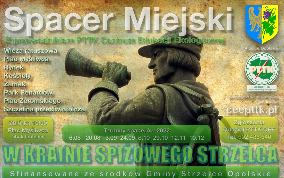 Plakat promujący spacery po Strzelcach Opolskich [fot. Henryk Czempiel]