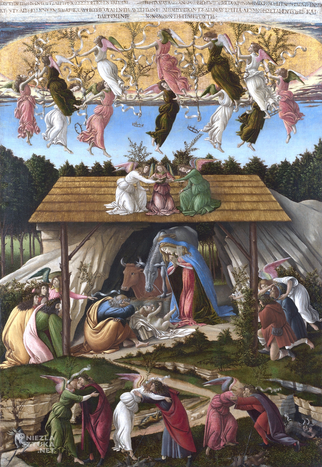 'Mistyczne narodzenie' Sandro Botticelli [źródło: https://niezlasztuka.net/o-sztuce/sandro-botticelli-mistyczne-narodzenie]