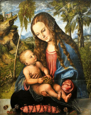 obraz "Madonna pod jodłami" pędzla Lucasa Cranacha starszego [fot. https://commons.wikimedia.org/wiki/File:Cranach_Madonna_under_the_fir_tree.jpg Lucas Cranach the Elder, Public domain, via Wikimedia Commons]