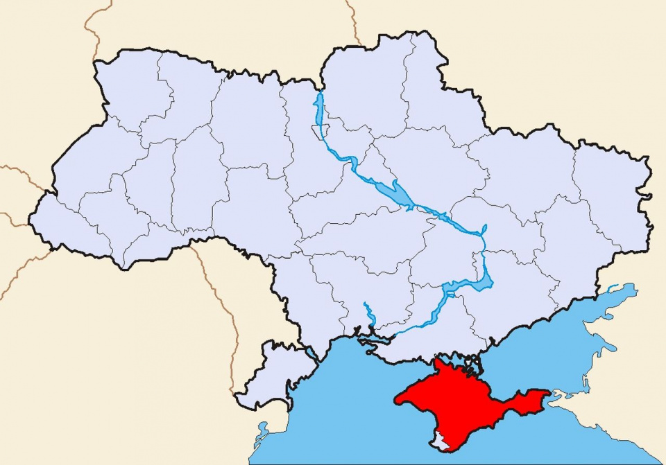 Ukraina z zaznaczonym Krymem. [źródło: wikipedia]