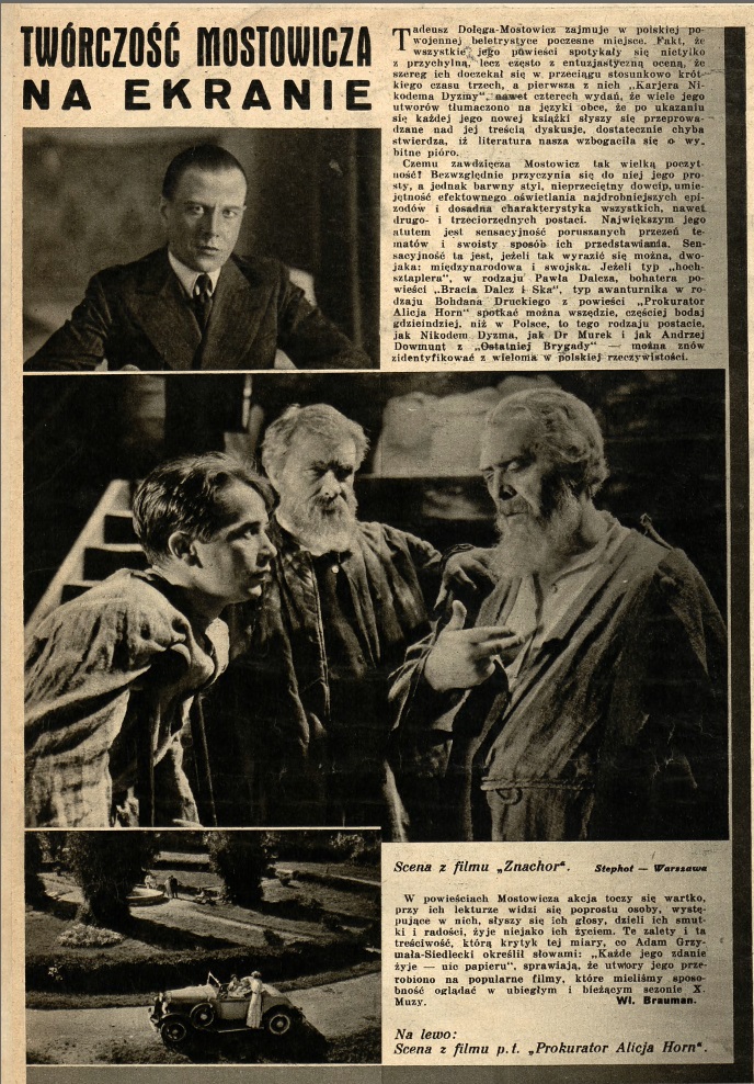 Twórczość Mostowicza na ekranie (artykuł z tygodnika Światowid 1/1939) [fot. domena publiczna]