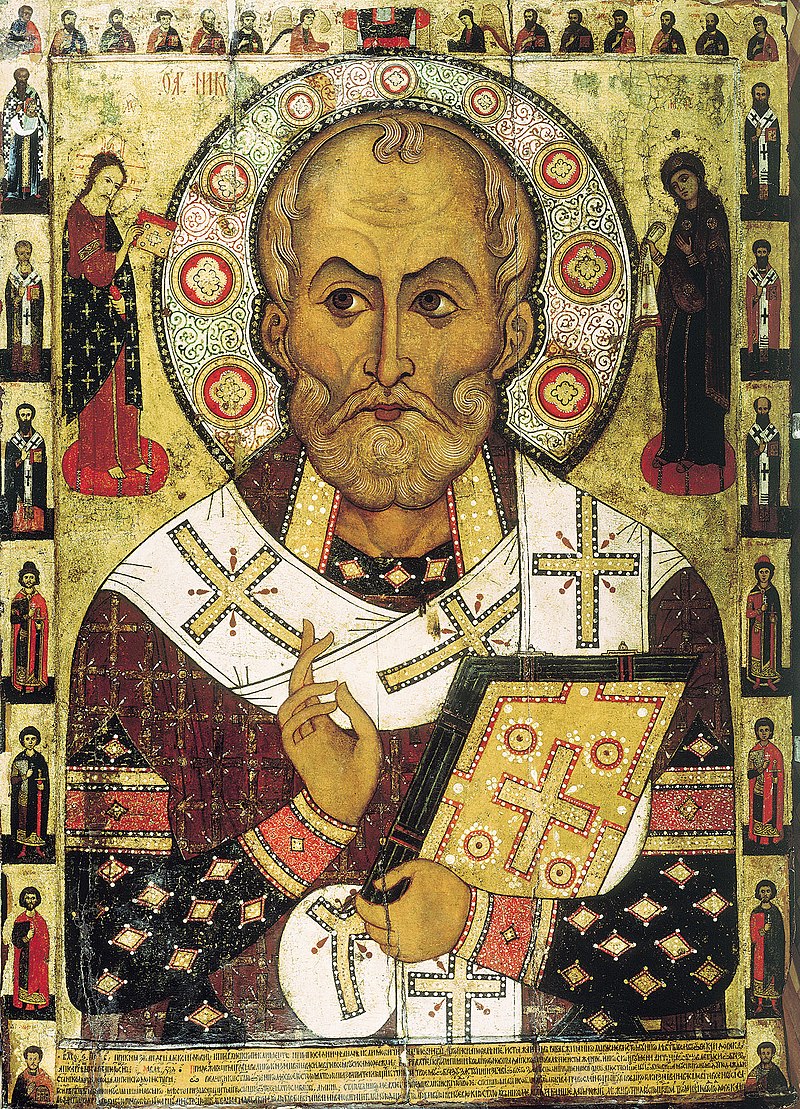Św. Mikołaj Cudotwórca (z Miry). Ikona Aleksa Pietrowa z 1294 roku. [fot. Aleksa Petrov - http://www.belygorod.ru/img2/Ikona/Used/302ALEX1.jpg]