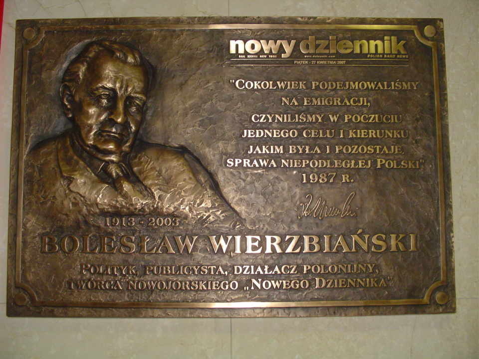 Tablica poświęcona Bolesławowi Wierzbiańskiemu [Fot.Wiktor Krzewicki]