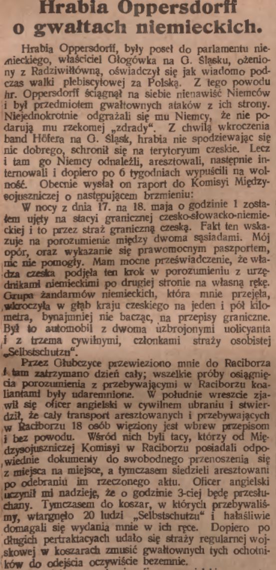 Głogówek, Racibórz, Głubczyce, Katolik cz.1 (28.06.1921)