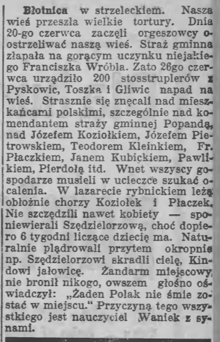 Błotnica, Goniec Śląski (08-09.07.1922)