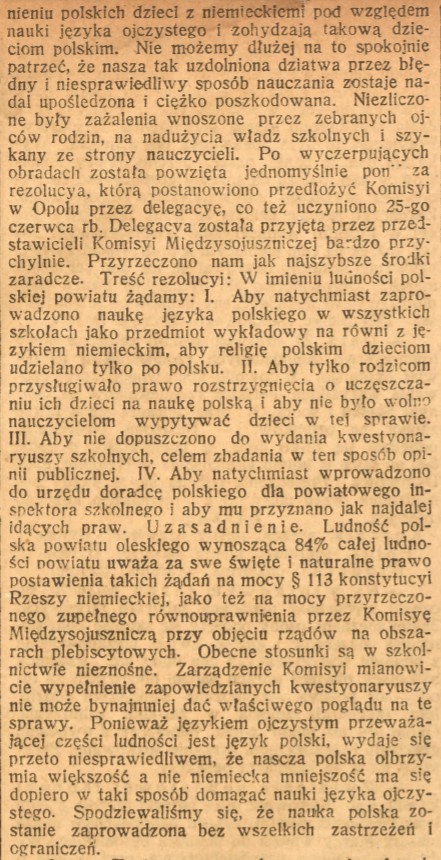 Olesno, Górnoślązak cz.2 (09.07.1920)
