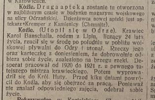 Kędzierzyn-Koźle, Gazeta Opolska (12.07.1923)