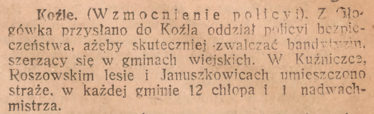 Kędzierzyn-Koźle (Kuźniczka), Głogówek, Roszkowski Las, Januszkowice, Górnoślązak (20.07.1922)