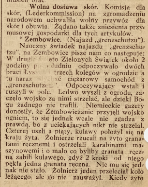 Zębowice, Kadłub Wolny, Nowiny Codzienne cz.1 (26.07.1919)