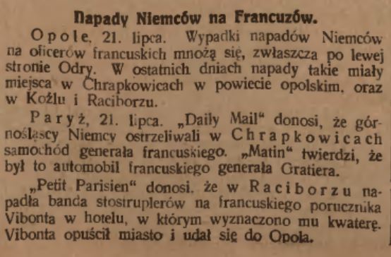 Opole, Krapkowice, Koźle, Racibórz, Katolik (26.07.1921)