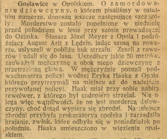 Opole (Gosławice), Ozimek, Lędziny, Górnoślązak (27.07.1922)
