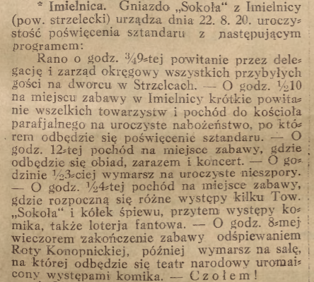 Imilnica, Nowiny Codzienne (06.08.1920)