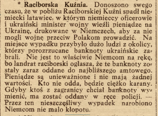Kuźnia Raciborska, Nowiny Codzienne (12.08.1919)