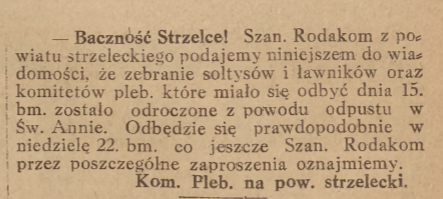 Strzelce, Nowiny Codzienne (19.08.1920)