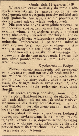 Opole, Bytom, Nowiny Codzienne cz.3 (20.08.1919)