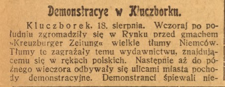 Kluczbork (Kluczborek), Górnoślązak cz.1 (20.08.1920)