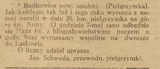 Budkowice, Laskowice, Nowiny Codzienne (26.08.1919)