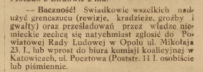 Opole, Katowice, Nowiny Codzienne (27.08.1919)