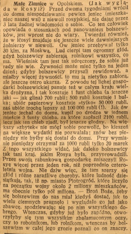 Małe Zimnice, Górnoślązak (31.08.1920)