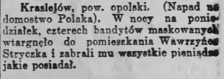 Krasiejów, Goniec Śląski (01.09.1921)