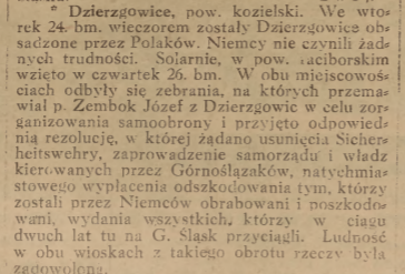Dziergowice, Nowiny Codzienne (01.09.1920)