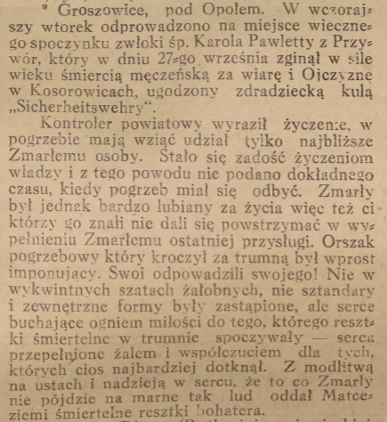 Groszowice pod Opolem, Nowiny Codzienne (02.09.1920)