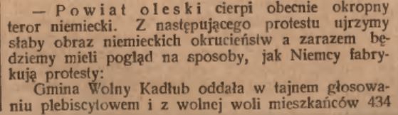 Kadłub Wolny, Zębowice, Radawie, Knieja, Chobie, cz.1 (06.09.1921)