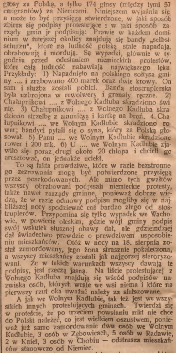 Kadłub Wolny, Zębowice, Radawie, Knieja, Chobie, cz.2 (06.09.1921)