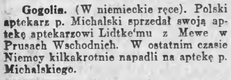Gogolin, Goniec Śląski (06.09.1921)