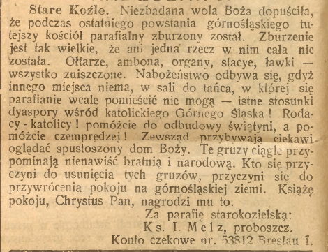 Stare Koźle, Górnoślązak (08.09.1921)