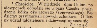 Chrościce, Nowiny Codzienne (13.09.1919)