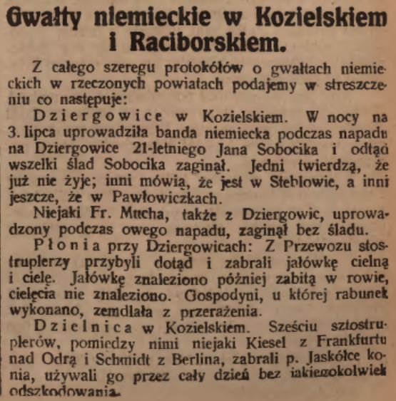Dziergowice, Pawłowiczki, Płonia, Dzielnica, Katolik (13.09.1921)