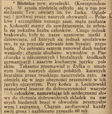 Błotnica, Nowiny Codzienne (14.09.1919)