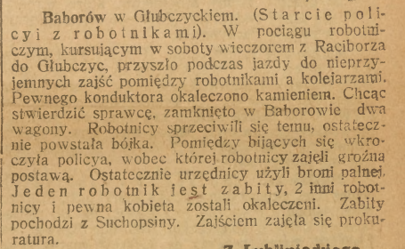 Baborów, Racibórz, Głubczyce, Suchopsina, Górnoślązak (14.09.1922)