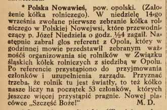 Polska Nowa Wieś, Nowiny Codzienne (17.09.1919)