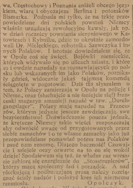 Opole, Nowiny Codzienne cz.2 (17.09.1920)