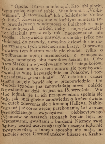 Opole, Nowiny Codzienne cz.1 (17.09.1920)