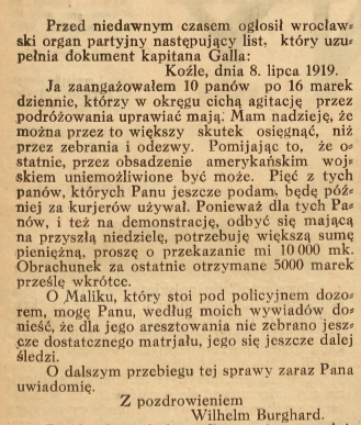 Gliwice, Kędzierzyn Koźle, Wrocław cz.2 Nowiny Codzienne (20.09.1919)
