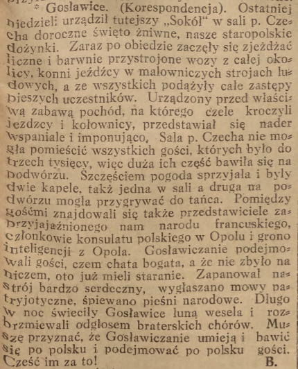 Gosławice, Nowiny Codzienne (23.09.1920)