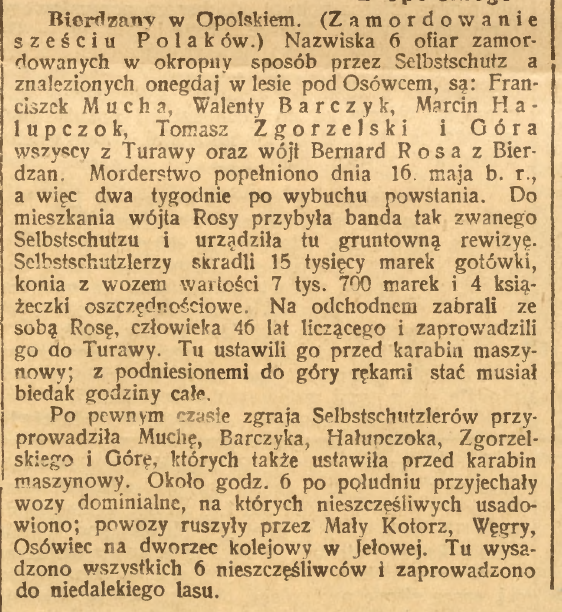 Bierdzany - Górnoślązak - 27.09.1921