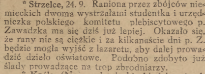 Strzelce, Nowiny Codzienne (28.09.1920)