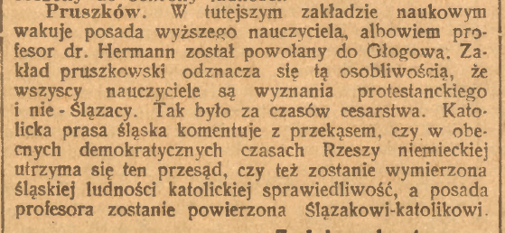 Pruszków, Głogów, Górnoślązak (04.10.1921)