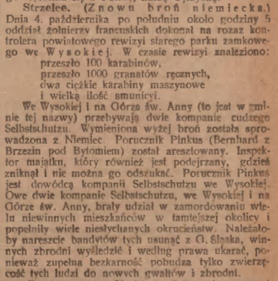 Strzelce, Wysoka, Góra Św. Anny, Brzeziny, Katolilk (08.10.1921)