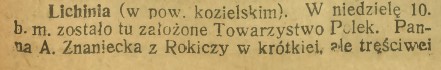 Lichynia (Lichinia), Rokicza, Górnoślązak cz.1 (20.10.1920)