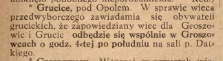 Grucice, Groszowice (Opole), Nowiny Codzienne (26.10.1919)