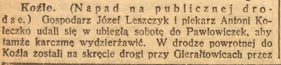 Koźle, Grnoślązak cz.1 (27.10.1921)
