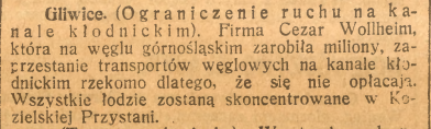 Gliwice, Kozielska Przystań, Górnoślązak (27.10.1922)